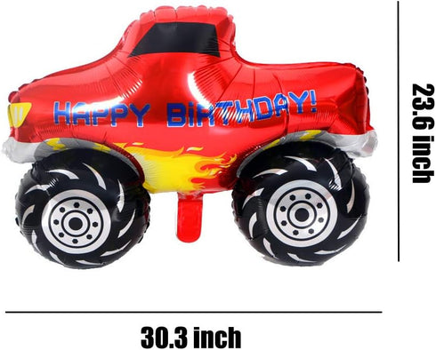 HORUIUS 5PCS Monster Truck Balloons Jumbo Shaped Aluminum Foil Mylar Balloons for Monster Truck Themed Party Birthday