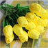 Artificial Tulips 10Pcs Real Touch Fake Tulips, PU Flower Arrangement Bouquets for Home Decoration (Yellow)