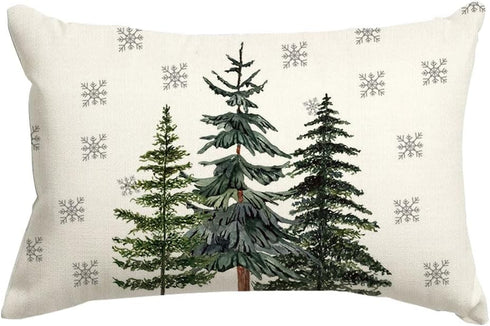 RABUSOFA Christmas Pillows Covers 12x20, Winter Tree Snowflake Decorations, Farmhouse Holiday Lumbar Cushion Covers