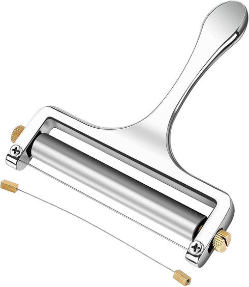 TOPULORS Wire Cheese Slicer, Stainless Steel Handheld Cheese Cutter for Mozzarella, Cheddar, Gruyere, with 1 Extra Wire