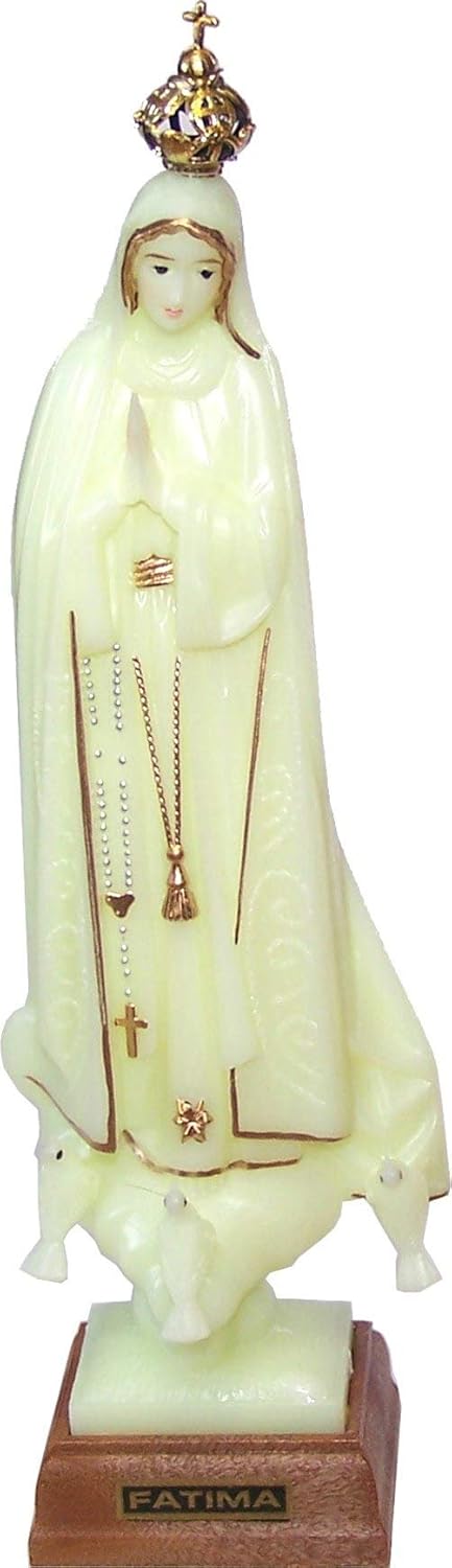 Holy Land Market Our Lady of Fatima Phosphorous Glow-in-The-Dark Statue, 7.2 in Religious Decor