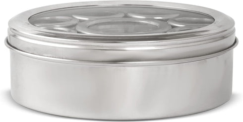 9 KSJONE Large Spice Container Masala Dabba With Compartments, Masala Box, Spice Container Box, Stainless Steel Spice
