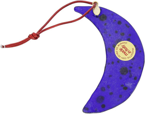 Glass Of Venice Murano Glass Moon Christmas Ornament - Blue