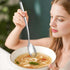 Set of 5 Premium Korean Soup Spoons - 8 Inch 18/10 Stainless Steel Long Handle Rice and Asian Spoon for Home