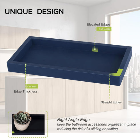 Small Silicone Bathroom Vanity Tray, Rectangle Soap and Sponge Holder for Kitchen Sink