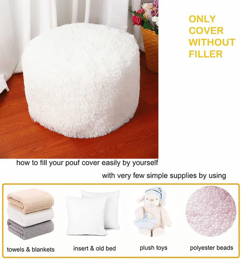 20x12 Inches Asuprui Ottoman Pouf Unstuffed Ottoman Foot Rest Floor Pouf Round Floor Bean Bag Chair No Filler Foot Rest