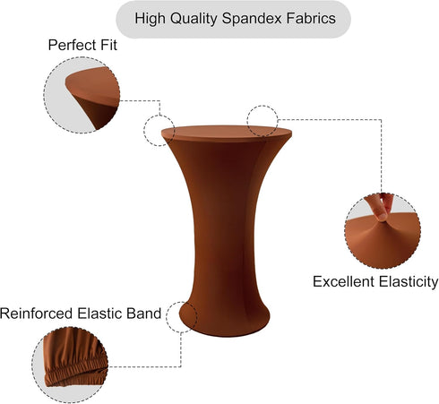 Viiamacki 24x43 Inch Round Spandex Cocktail Tablecloth, Coffee Elastic Fitted Highboy Bar Table Cloth, High Top