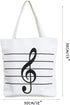 Music Notes Handbag Canvas Tote Bag, Reusable Grocery Bag for Women and Girls, White Shopping Bag Gift
