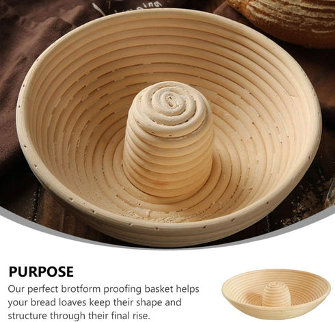 Cabilock Circular Bread Banneton Proofing Basket, Hand Woven Rattan Dough Proving Bowl for Sourdough