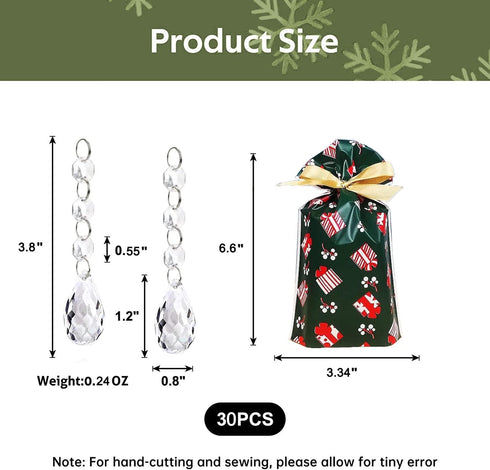 XINGXIA 30Pcs Christmas Ornaments Crystal Tree Decorations, Acrylic Clear Hanging Crystals for Centerpieces Teardrop