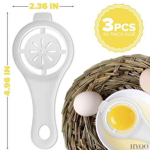 3 2.36" 4.96" Pcs Egg Separator for Raw Eggs - Egg Yolk Separator Tool with Hang-On Bowl Design for Less Mess, ABS