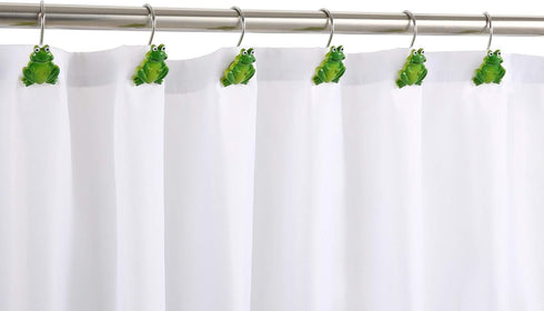 CHICTIE Frog Shower Curtain Hooks, Set of 12 Green Decorative Stainless Steel Rustproof Rings