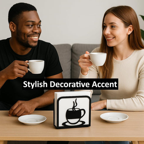 LFT 2 Pack Countertop Modern Metal Napkin Holder for Kitchen & Dining Table Decorative Coffee Cup & Fork Spoon Design