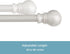 Kenney KN55971 Davenport Ball End Petite Café Curtain Rod, 48-86" Adjustable, Brushed Nickel Finish