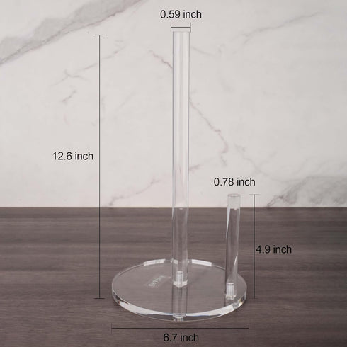 Clear Acrylic Paper Towel Holder, Premium Countertop Dispenser Stand for Kitchen, One-Handed Manipulation (DP014)