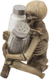 Home 'n Gifts Set Scary Skeleton Glass Salt and Pepper Shaker with Decorative Spice Rack Display Stand Holder Figurine