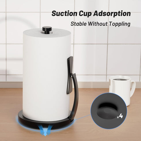 Countertop, VEHHE Paper Towel Holder Black Paper Towel Holder with Spring Activated Arm and Damping Effect, Simply Tear