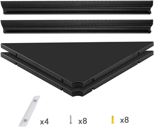evron 2 Pack) Wall Mount Corner Shelf,Easy to Install Metal Front Floating Corner Shelves with Self-Adhesive Tapes,Wood