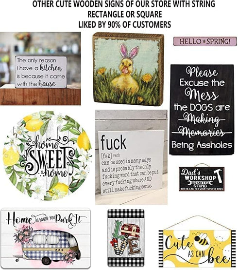 Please Be Kind to Flush Toilet Paper Sign - Farmhouse Septic Tank Decor, 8 x 8 Inch Rustic Wood Sign