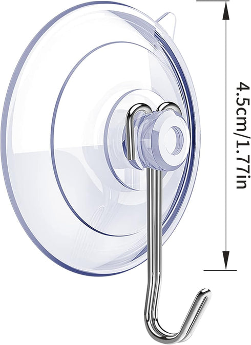 Suction Cup Hooks 15 Pack, 1.77 Inches Clear Suction Cup Hooks for Glass Window Decor Shower Bathroom, Small Reusable PVC Suction Cups with Removable Stainless Hooks