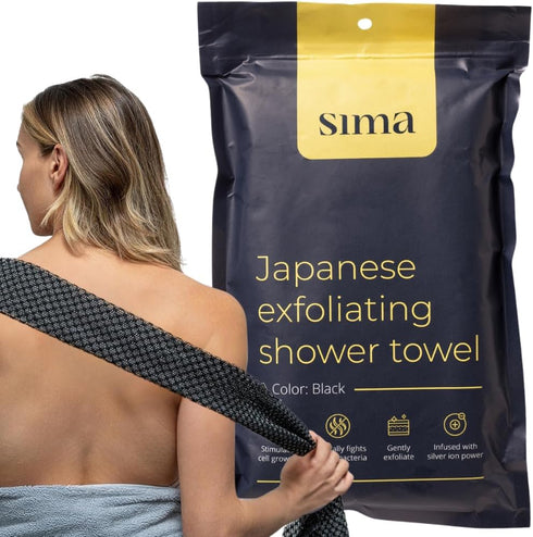 Sima Brand Exfoliating Washcloth Face & Body Scrub Towel - Japanese Exfoliating