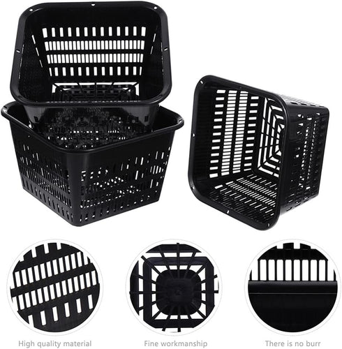 YARDWE 10pcs Heavy Duty Filter Plant Net Pots - Black Slotted Mesh Cup for Hydroponics and Orchids