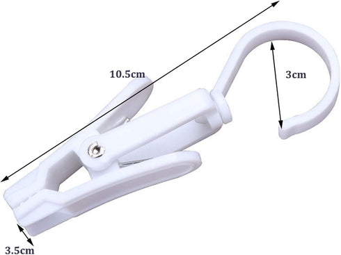 Super Strong Swivel Hanging Hooks, Laundry & Curtain Clips, Beach Towel Clips, 4.3-inch, White (10-pack)