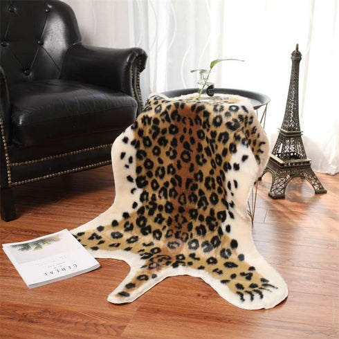 Leopard Print Rug, 2.7 W x 3.5 L Feet Faux Cowhide Skin Area Rug for Home Office, Livingroom, Bedroom