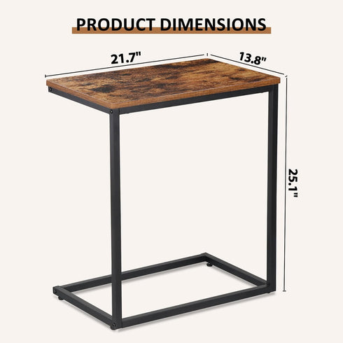 Set 2, 21.7 SUPER DEAL C Shaped Side Table of Small End Tables for Living Room, Bedroom, Bedside, Wide Tray for Laptop