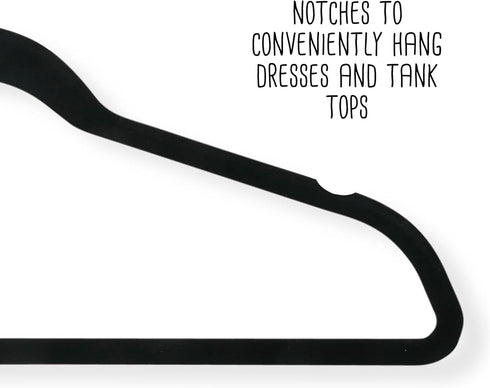 Honey-Can-Do Thin Non-Slip Velvet Hangers, Black, 50-Pack