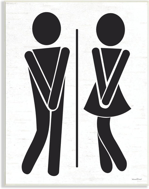 Stupell Industries Bathroom Sign Genders Got to Go Stance Figures Wall Plaque, Designed by Lettered and Lined, 10 x 15,