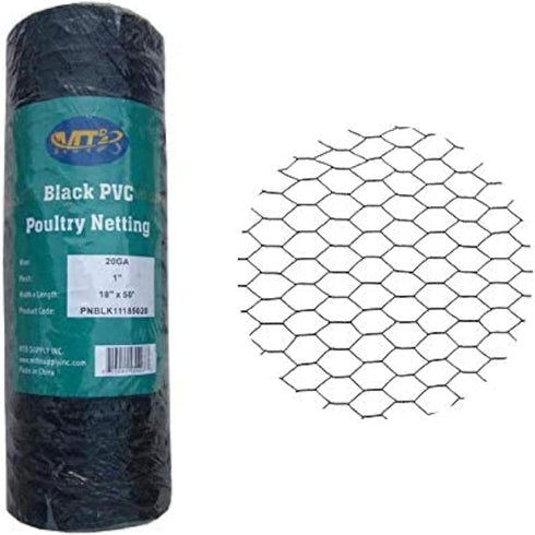 PVC Hexagonal Poultry Netting Chicken Wire 18" x50' x 1" Mesh 20GA