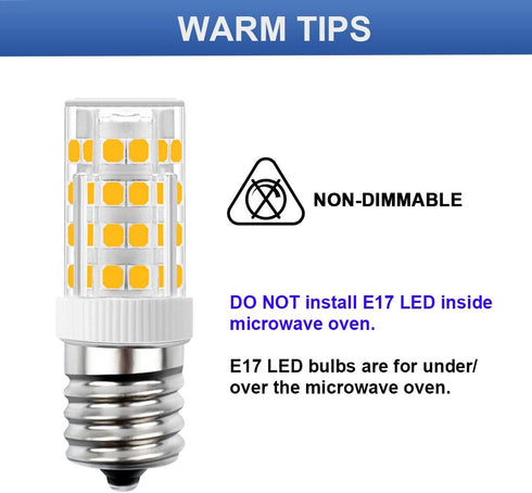 E17 LED Bulb, Non-Dimmable Stovetop Light, Appliance Bulb Under Microwave Oven, Warm White 3000K, 6-Pack