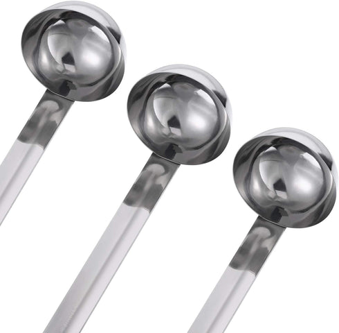meekoo 3 Pieces Stainless Steel Ladle, Soup Handle Ladle with Pouring Rim for Kitchen Cooking (1 oz)