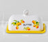 Lemon Butter Dish with Lid, Yellow Ceramic Large Butter Holder with Cover, Painted Butter Tray