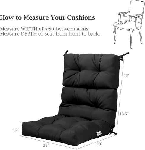 4.5 Inch 4 Giantex Tufted Patio Cushion, Outdoor High Back Chair Pads Thick, with String Ties, Patio Seat Cushion