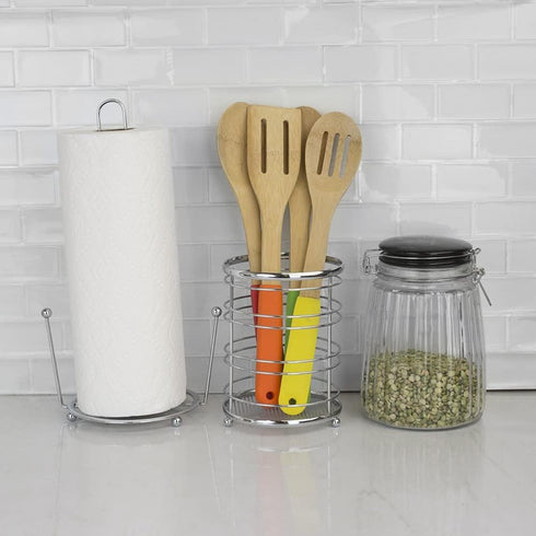 Home Basics Chrome Plated Steel Cutlery Holder