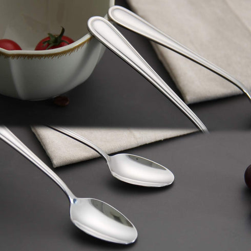 Stainless Steel Dinner Spoons 18/0, 6 Pcs Dessert Spoons 7.08 Inches, Silver, Dishwasher Safe for Home, Kitchen