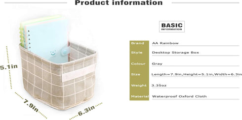 AARAINBOW 3 Packs Storage Basket Bins - Canvas Mini Storage Cubes for Makeup, Toys, Books (3 Gray)
