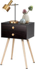 2-Drawer 4 Giantex Mid Century Modern Nightstand, Bedside Tables with Solid Wood Legs, Night Stand for Small Spaces