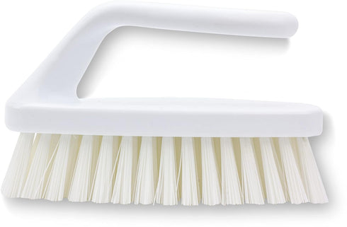 SPARTA Scrub Brush with Iron Shaped Handle, Heavy Duty Stiff Bristles for Kitchen, Bathroom, Tile, Sink, 6 Inches, White