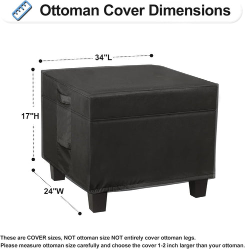 34L 24W 17H Inch, OutdoorLines Outdoor Waterproof Patio Ottoman Covers - Rectangle UV-Proof Patio Side Table Cover