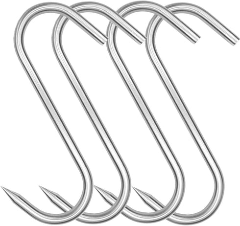 Meat Hook, 8 Inch Heavy Duty S-Hooks, Stainless Steel Butcher Hooks for Meat Processing