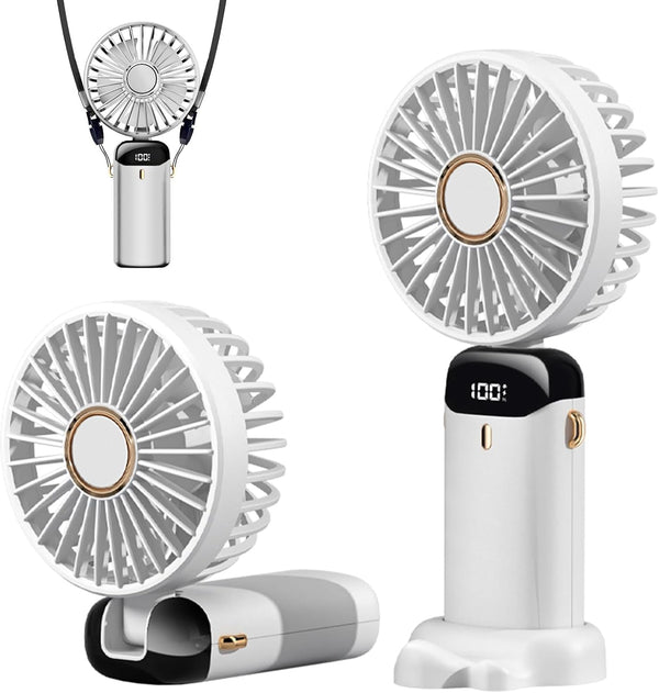 Portable Handheld Fan, Type-C Rechargeable, 4000mAh Battery Operated Fan with LED Display