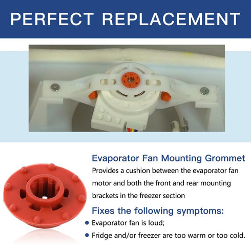 2Pcs WR02X12008 Refrigerator Evaporator Fan Motor Grommet for GE & Hotpoint Refrigerators, Replaces AP3795810