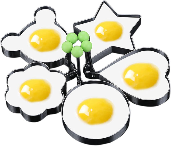 Stainless Steel Egg Molds, 5 Pack 3.5 Inch Silver Ring Molds for Cooking Eggs, Flapjacks, and Bread