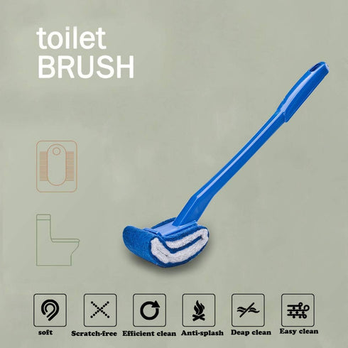 Toilet Brush Bowl Brush - Scratch-Free Curved Design for Deep Cleaning, Easy to Store (2pc Blue)