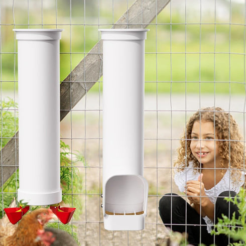 1 VOSON Gallon Hanging Chicken Waterer with Two Automatic-Fill Water Cups - No Waste Poultry Water Dispenser for Coop