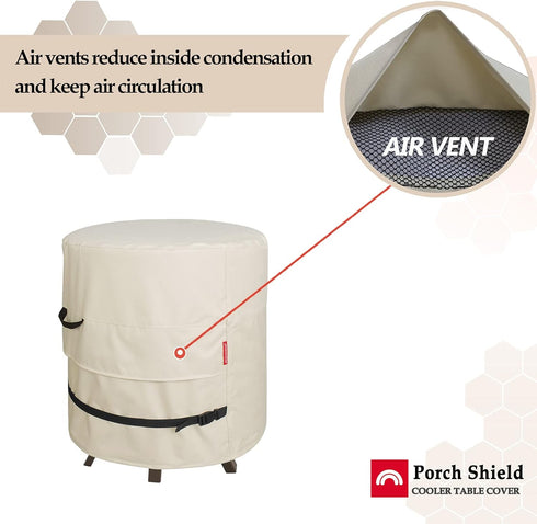 19.5D 21H inch Porch Shield Patio Round Cooler Bar Table Cover - Waterproof Outdoor Ottoman Coffee Side Table Cover - x