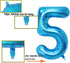 40 Inch Birthday Helium Foil Digital Balloons, Glossy Blue Number 0-9 (5)